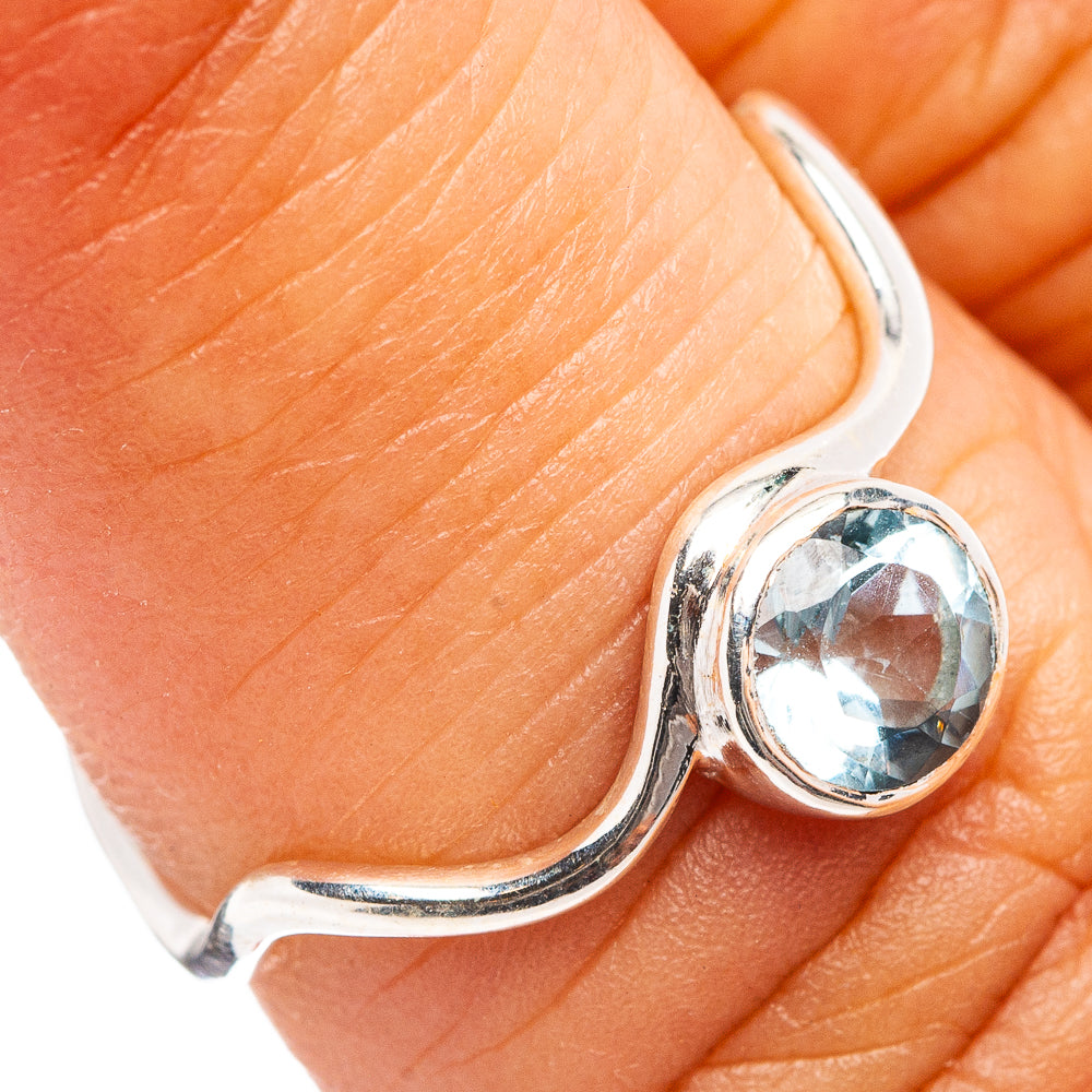 Dainty Blue Topaz Ring Size 5.75 (.925 Sterling Silver)
