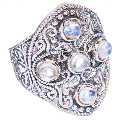 Large Rainbow Moonstone Cross Ring Size 8 (925 Sterling Silver) R1065