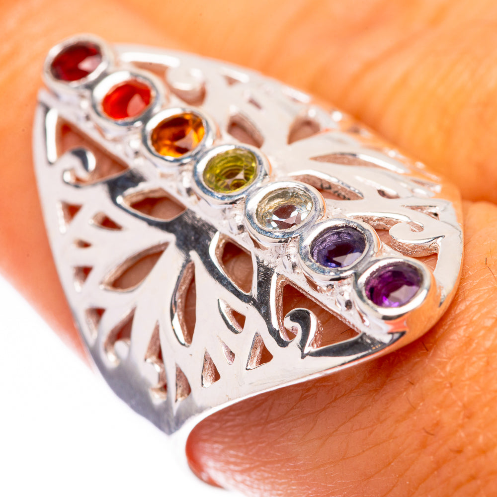Rainbow Chakra Ring Size 9 (925 Sterling Silver) R140547