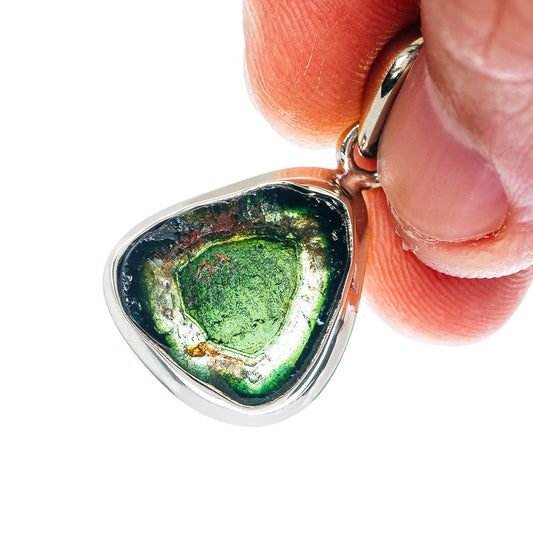 Watermelon Tourmaline Pendant 1 1/8" (German Silver)