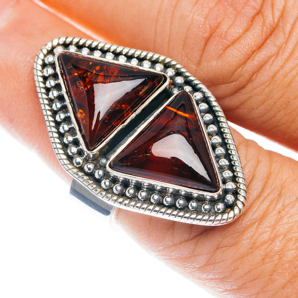 Exclusive Baltic Amber Ring Size 7 Adjustable (.925 Sterling Silver)