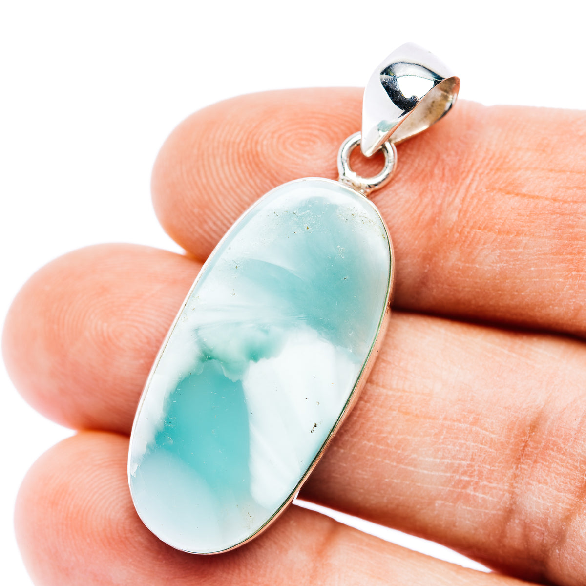Premium Hemimorphite Pendant 1 5/8" (.925 Sterling Silver)