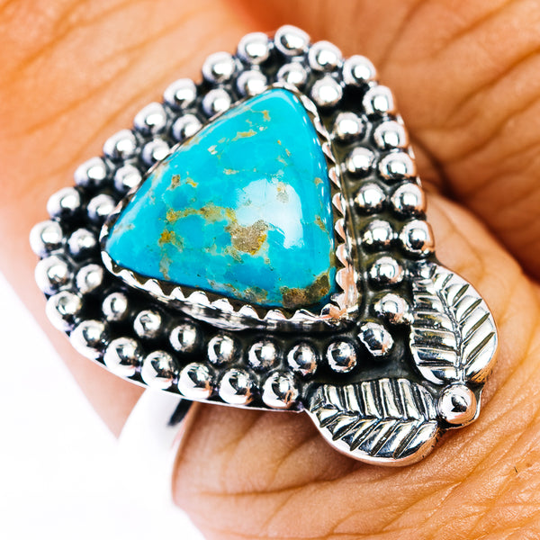 Kingman Turquoise Ring Size 8 Adjuistable (.925 Sterling Silver)