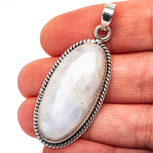 Rainbow Moonstone Pendant 1 7/8" (.925 Sterling Silver)