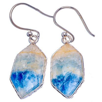 Blue Scheelite Earrings 1 3/8" (.925 Sterling Silver)