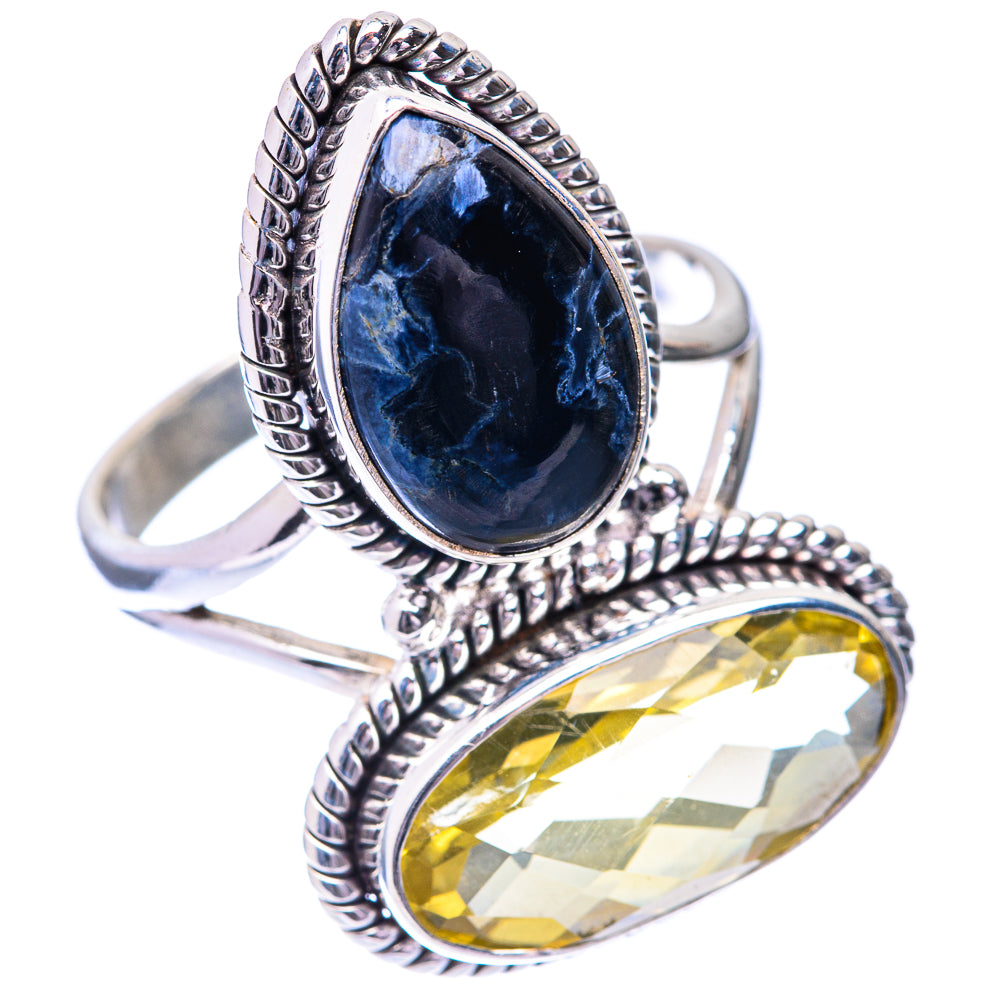 Large Lemon Quartz, Pietersite Ring Size 12 (925 Sterling Silver) R140802