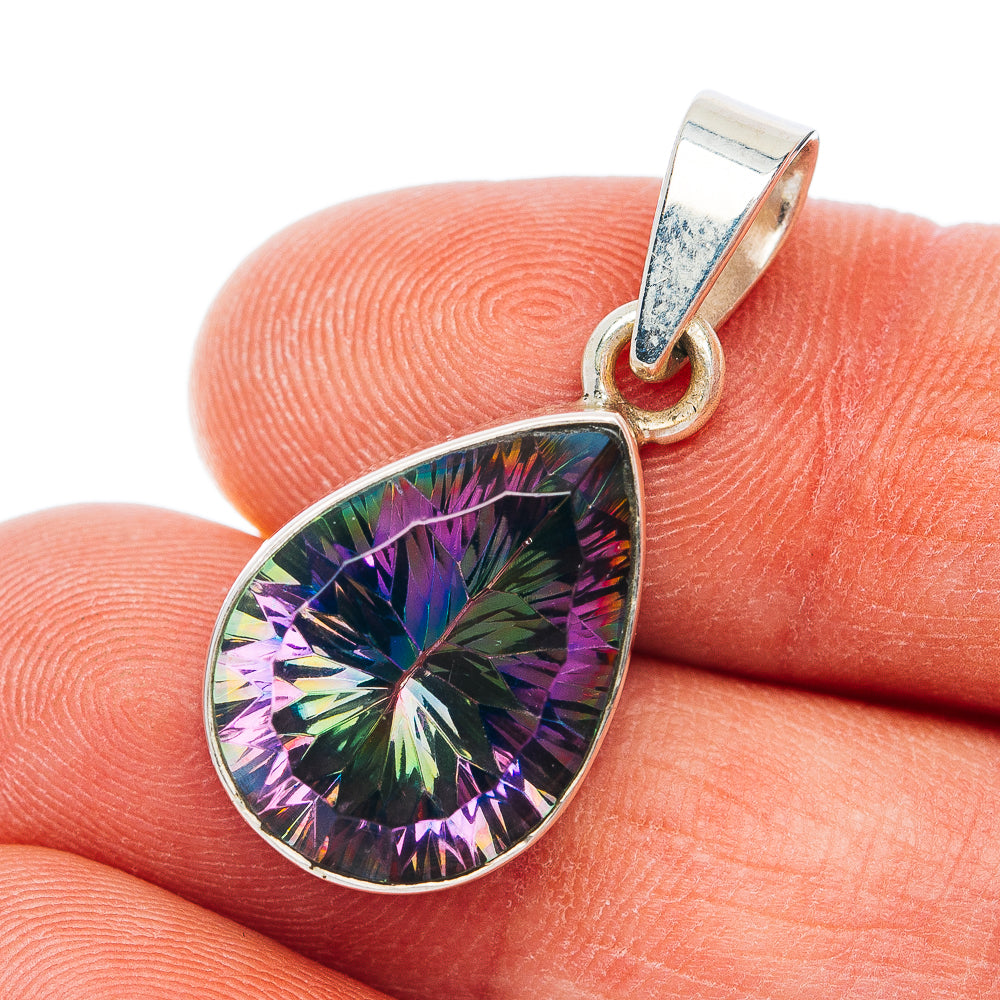 Premium Mystic Topaz Pendant 1 1/4" (.925 Sterling Silver)