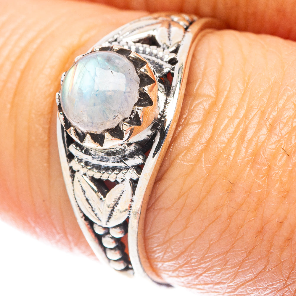 Rainbow Moonstone Dainty Ring Size 7.5 (925 Sterling Silver) R5911