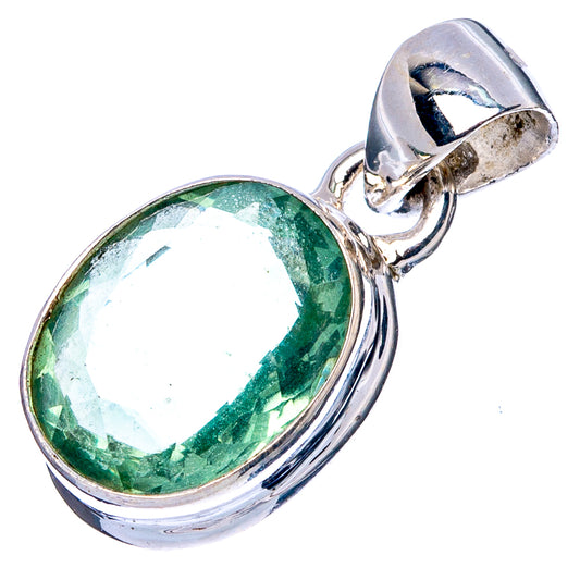 Faceted Green Fluorite Pendant 7/8" (925 Sterling Silver) P43022