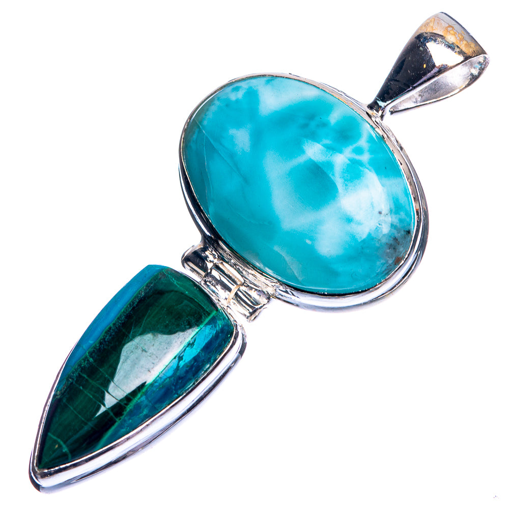 Larimar, Malachite Pendant 1 7/8" (925 Sterling Silver) P39150