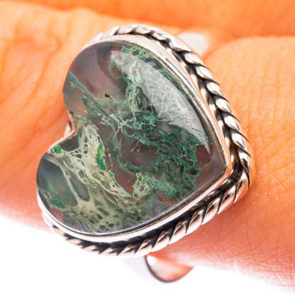 Green Moss Agate Ring Size 10.75 (925 Sterling Silver) R141282