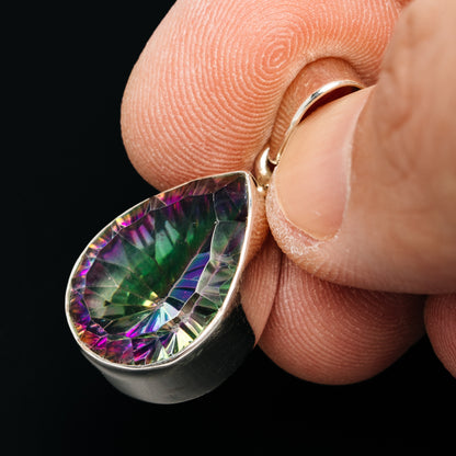 Premium 15ct Mystic Topaz Pendant 1 1/8" (.925 Sterling Silver)