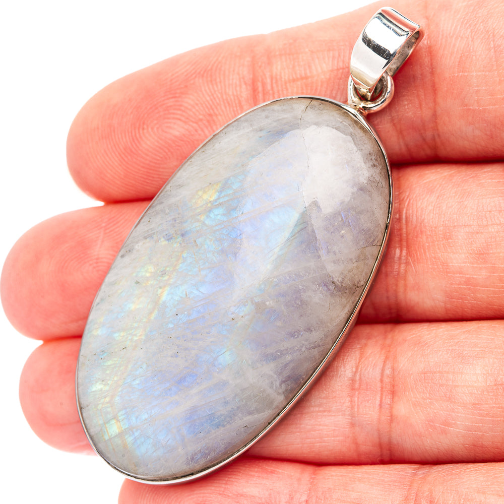 Premium Rainbow Moonstone Pendant 2 1/4" (.925 Sterling Silver)