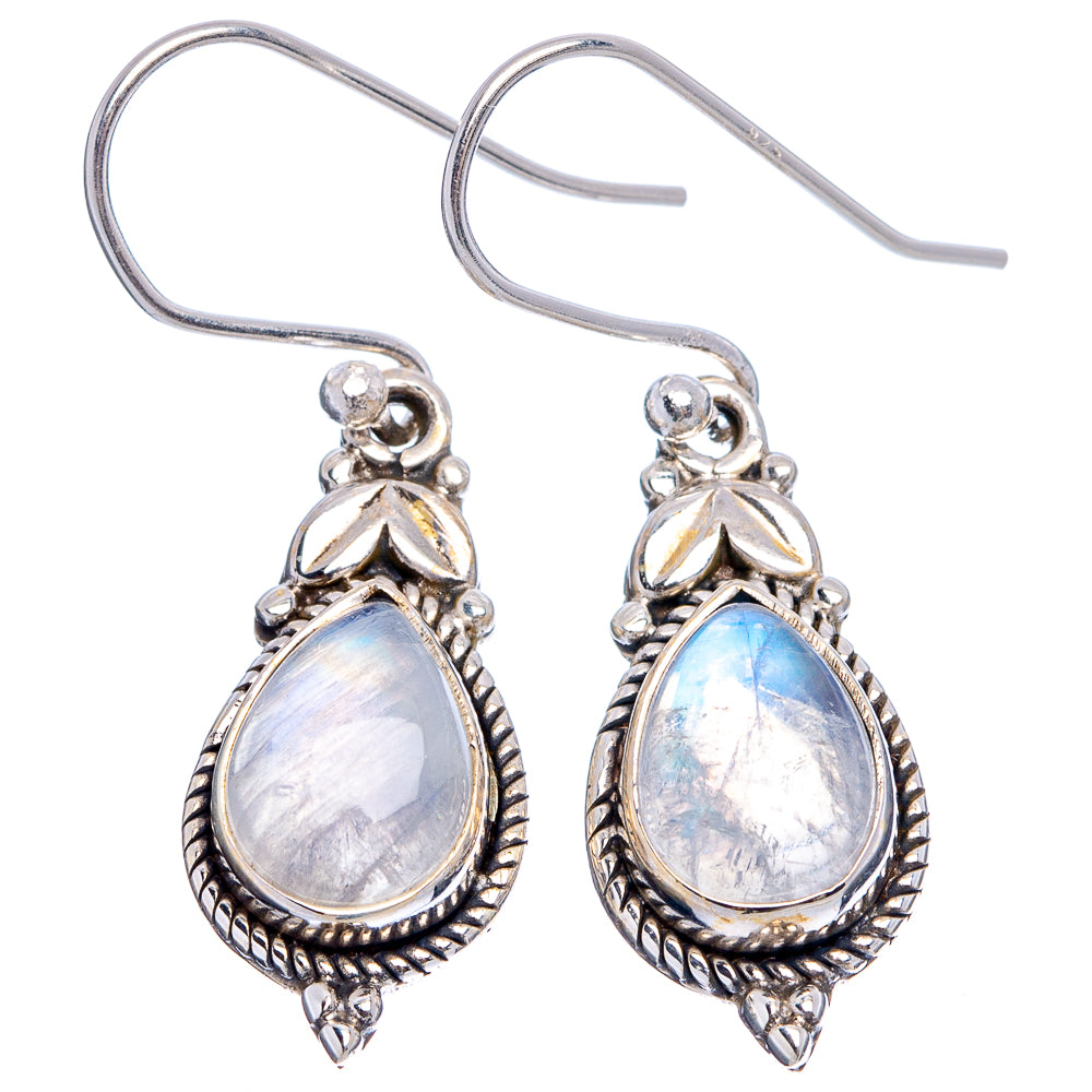 Rainbow Moonstone Earrings 1 3/8" (.925 Sterling Silver)