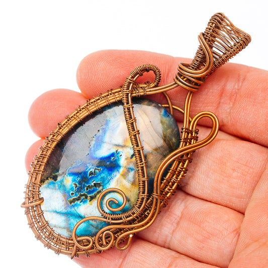 Spectrolite Wire Warp Pendant 3" (Copper)