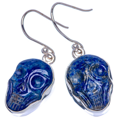 Lapis Lazuli Skull Earrings 1 3/8" (925 Sterling Silver) E433344