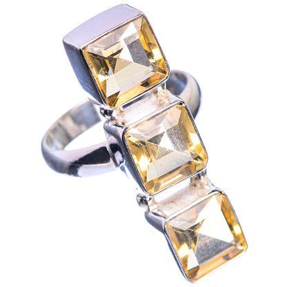 Large Faceted Citrine 925 Sterling Silver Ring Size 7