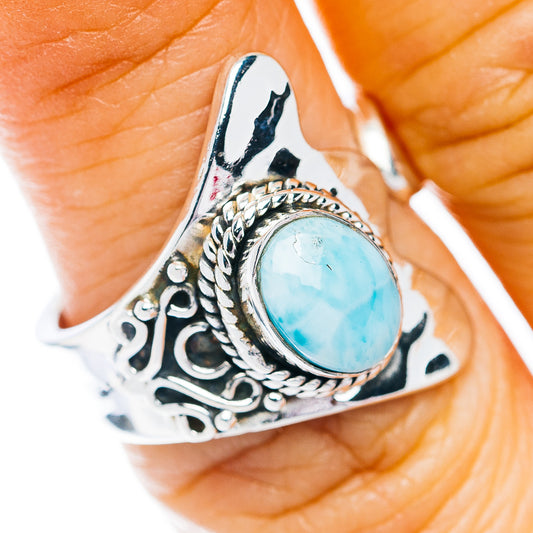 Larimar Ring Size 6 Adjustable (.925 Sterling Silver)