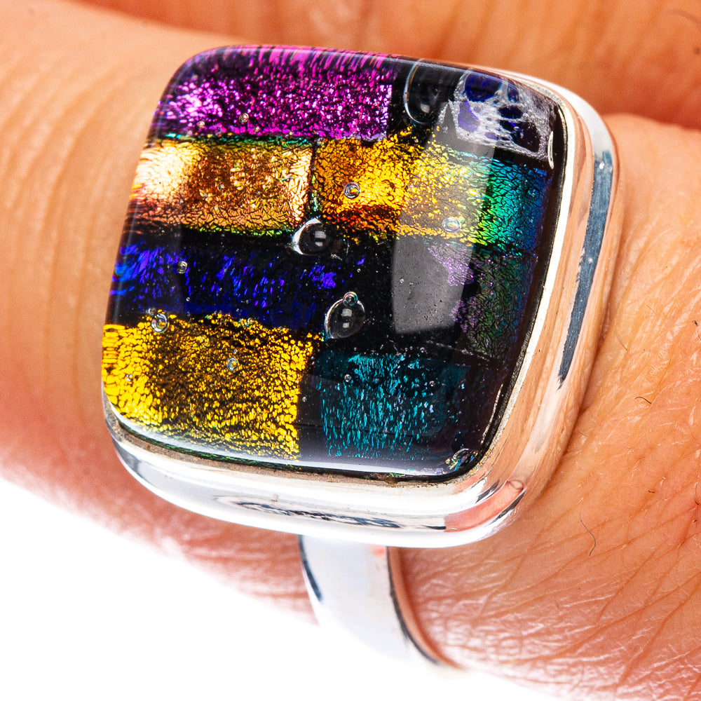 Dichroic Glass Ring Size 8 (925 Sterling Silver) R146623
