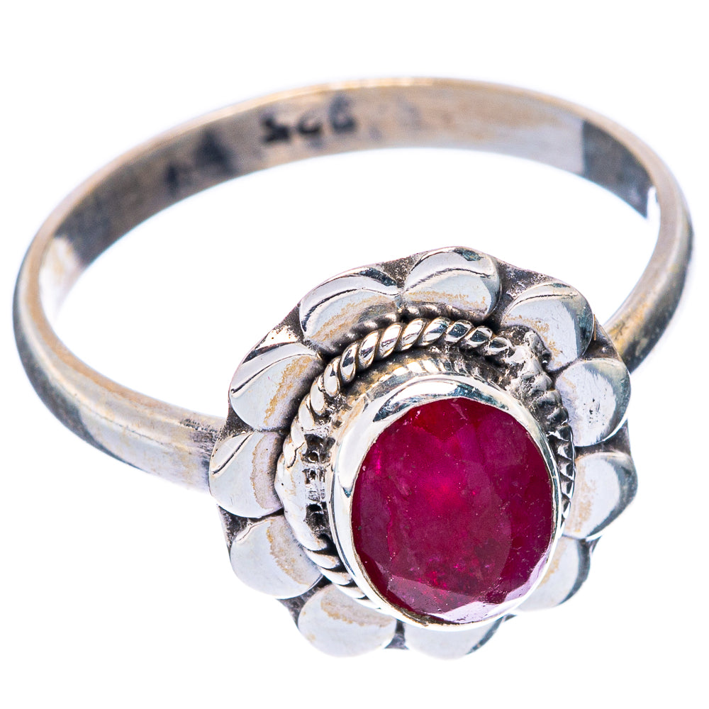 Red Sillimanite Dainty Ring Size 7.75 (925 Sterling Silver) R5729