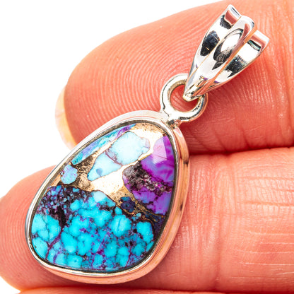 Purple Copper Turquoise Pendant 1 1/4" (.925 Sterling Silver)