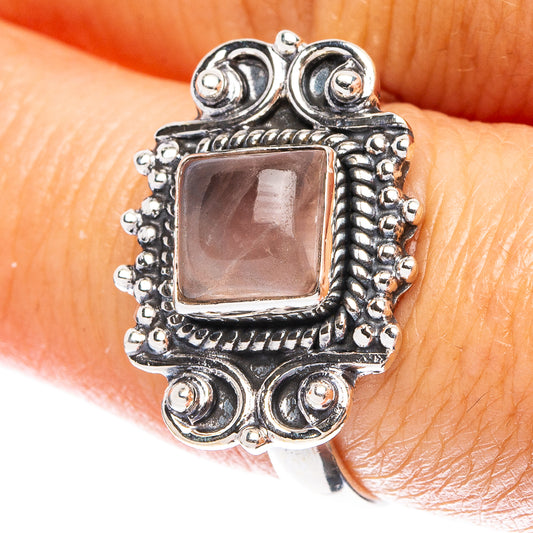 Rose Quartz Dainty Ring Size 7.75 (925 Sterling Silver) R5209