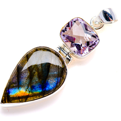 Labradorite, Kunzite Pendant 2" (925 Sterling Silver) PD38173