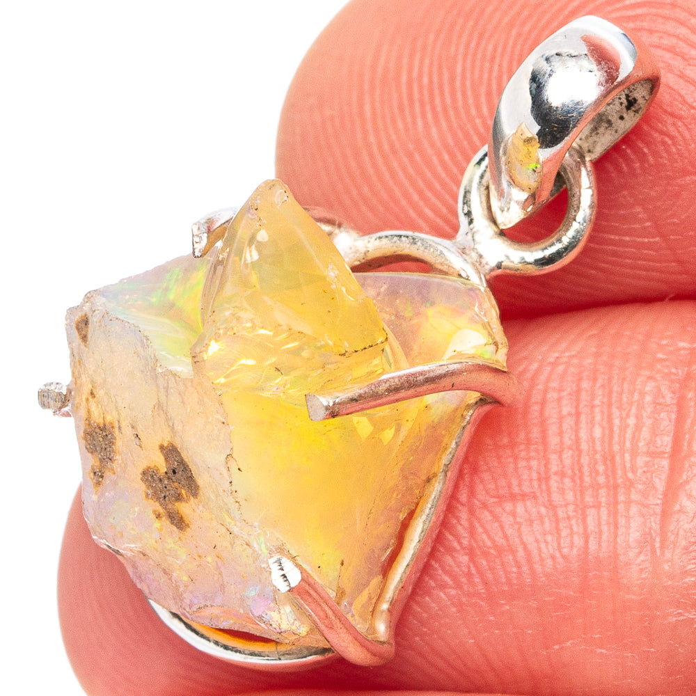 Rare Raw Ethiopian Opal Pendant 1" (.925 Sterling Silver)