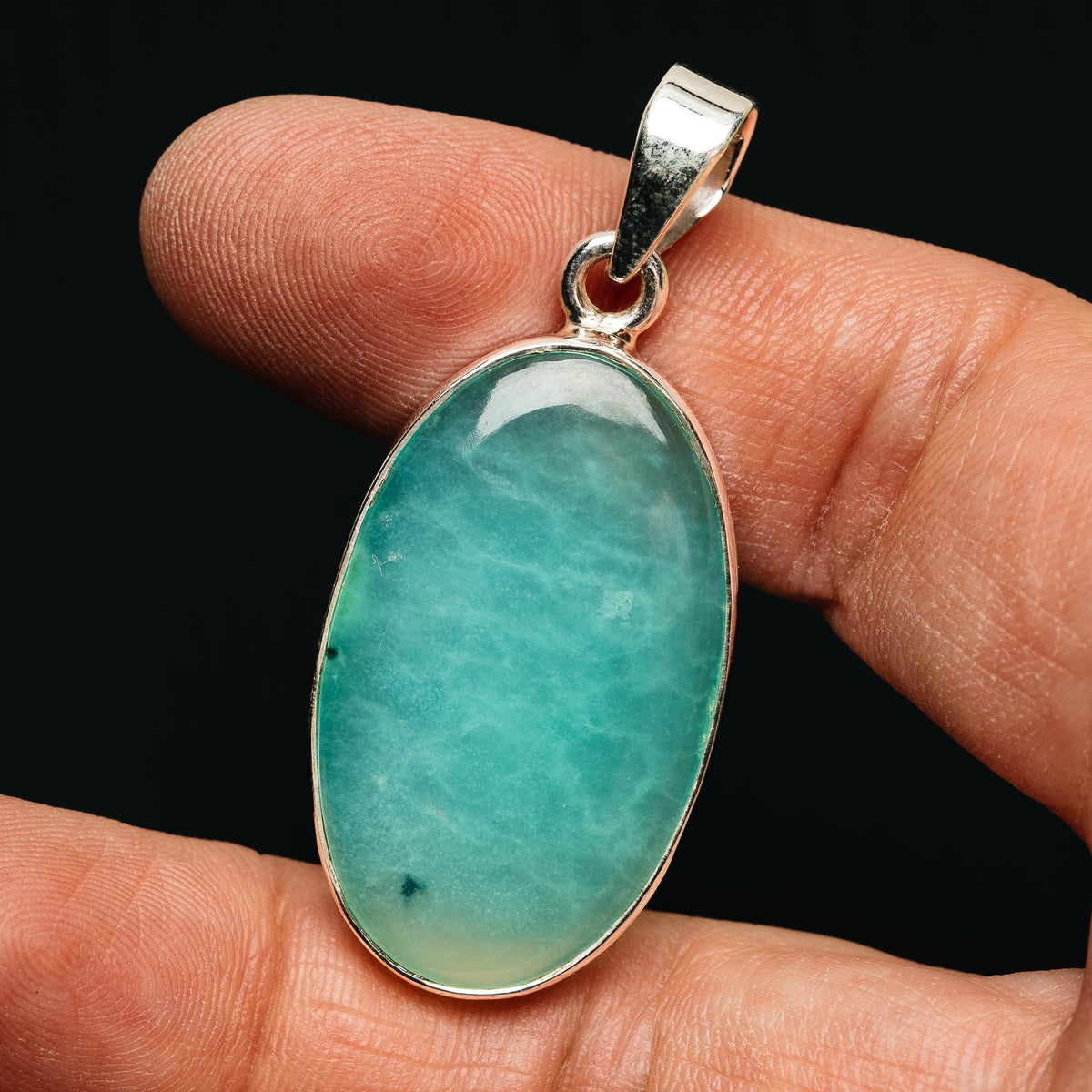 Premium Gemmy Chrysoprase Pendant 1 7/8" (.925 Sterling Silver)