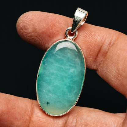 Premium Gemmy Chrysoprase Pendant 1 7/8" (.925 Sterling Silver)