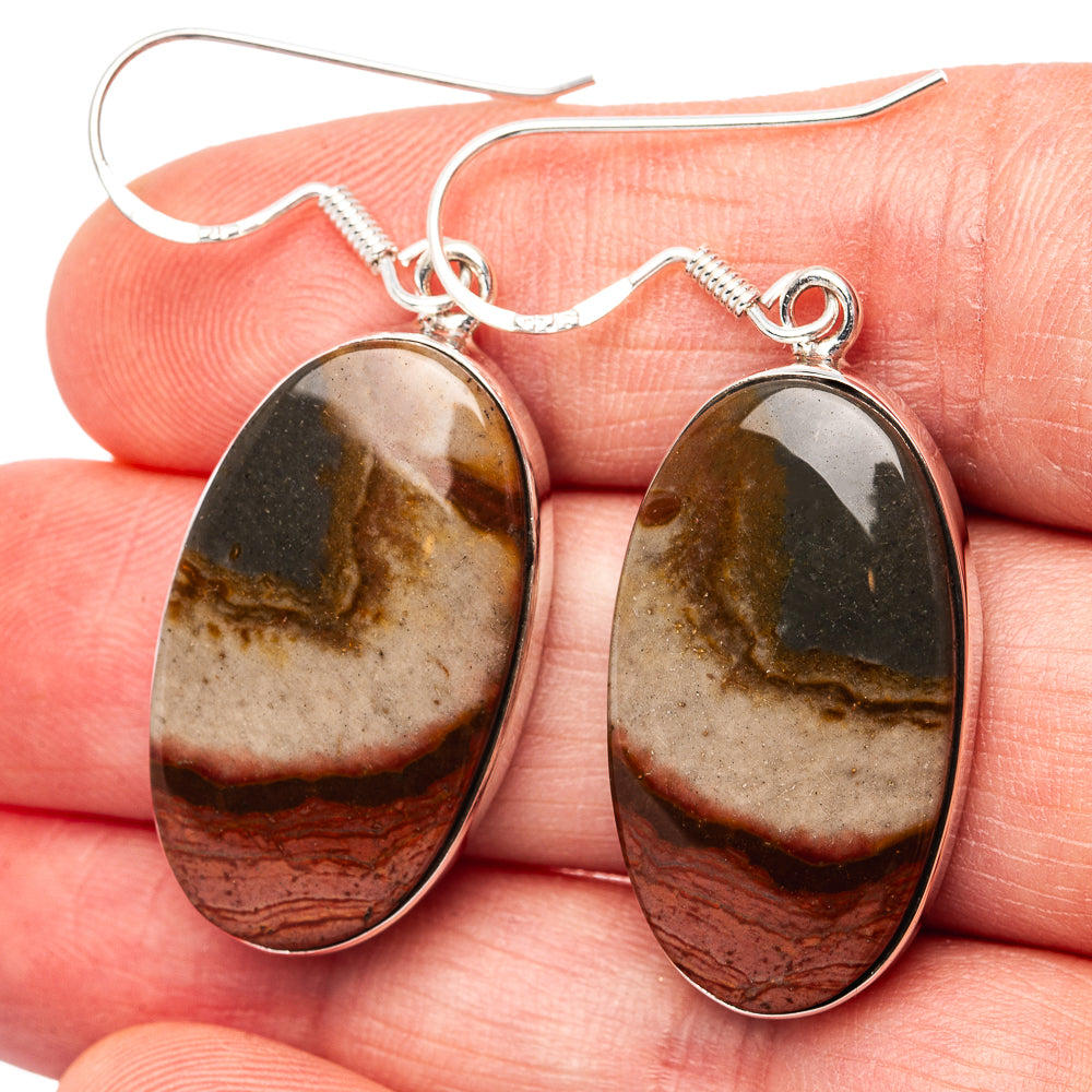 Premium Polychrome Jasper Earrings 1 3/4" (.925 Sterling Silver)