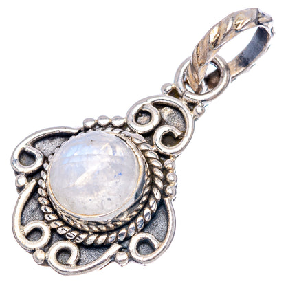 Dainty Rainbow Moonstone Pendant 1 1/8" (.925 Sterling Silver)