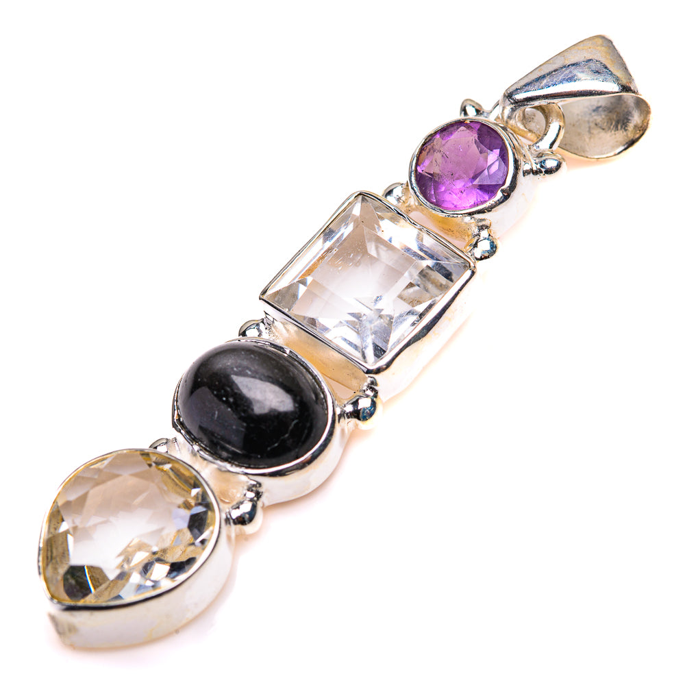 White Quartz, Star Diopside, Amethyst Pendant 2" (925 Sterling Silver) PD38511
