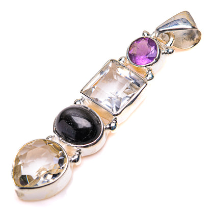 White Quartz, Star Diopside, Amethyst Pendant 2" (925 Sterling Silver) PD38511