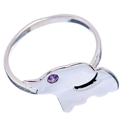 Amethyst Elephant Dainty Ring Size 6.75 (.925 Sterling Silver)