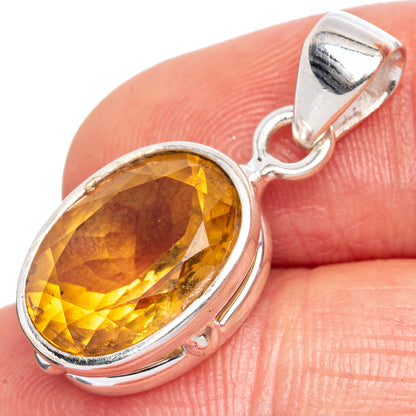 Value Faceted Citrine Pendant 1 1/8" (925 Sterling Silver) P42026