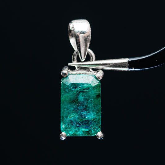 Premium Faceted Zambian Emerald Pendant 7/8" (.925 Sterling Silver)
