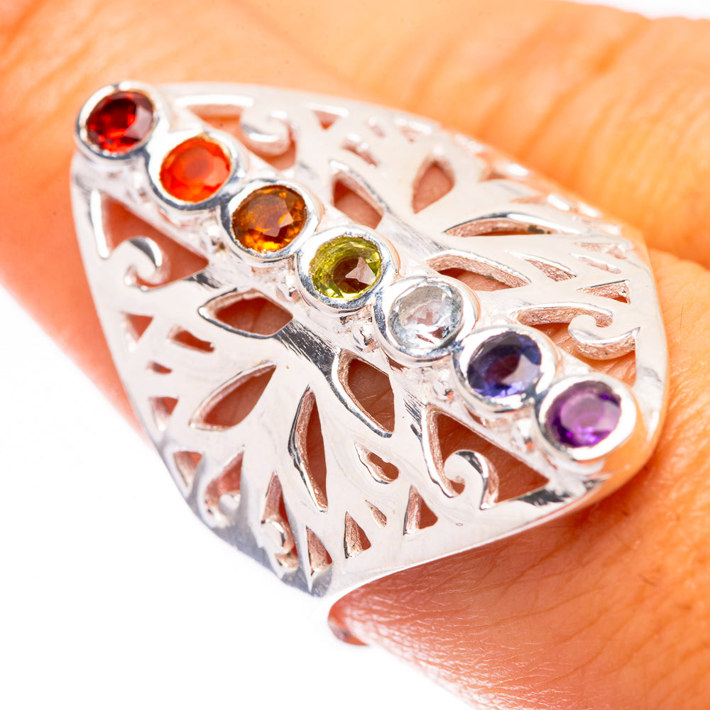 Rainbow Chakra Ring Size 9 (925 Sterling Silver) R140618