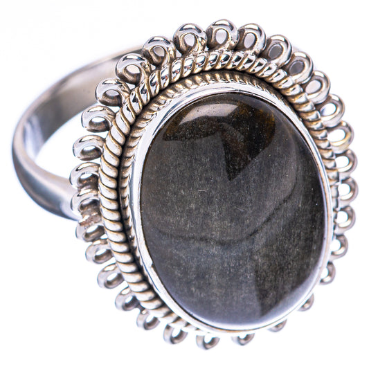 Gold Obsidian Ring Size 9.75 (925 Sterling Silver) R1972