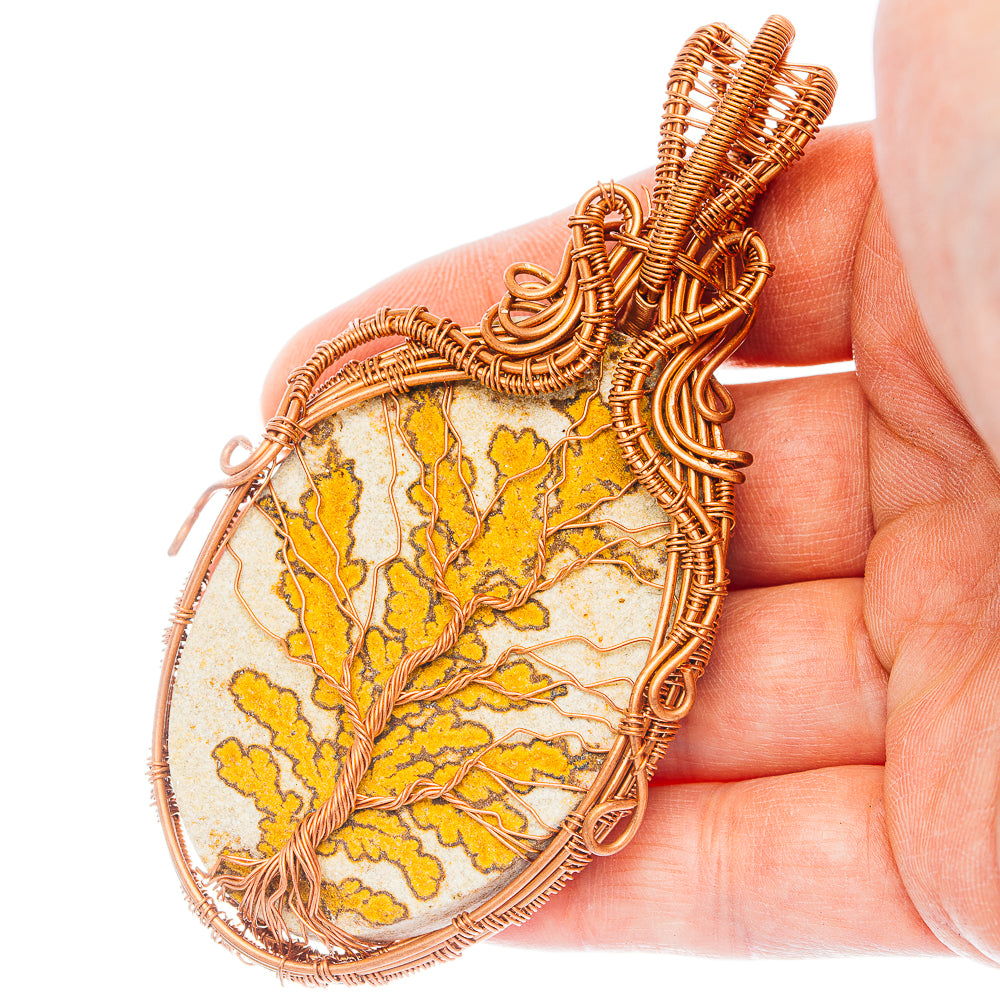 Psilomelane Dendrite Wire Wrap Pendant 3 5/8" (Copper)