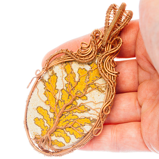 Psilomelane Dendrite Wire Wrap Pendant 3 5/8" (Copper)