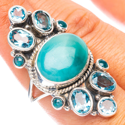 Signature Larimar, Blue Topaz Ring Size 7 (925 Sterling Silver) R7596