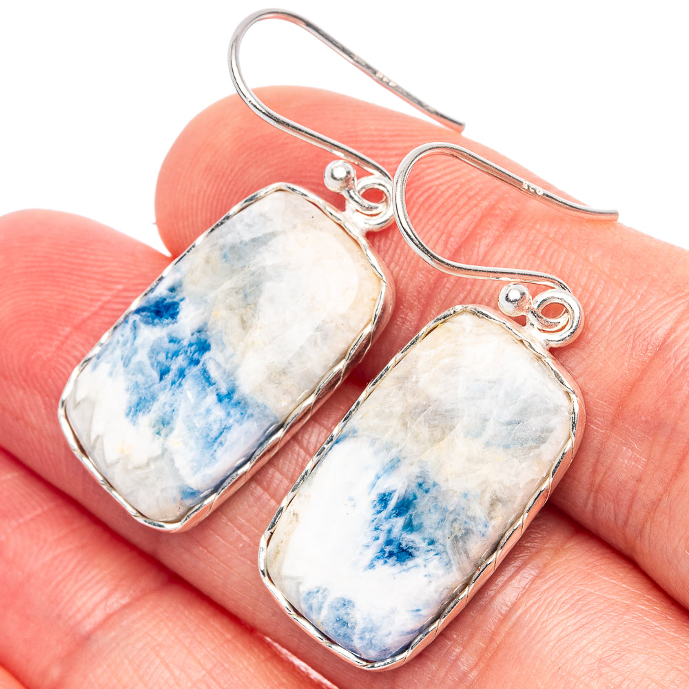 Blue Scheelite Earrings 1 1/2" (925 Sterling Silver) E1918