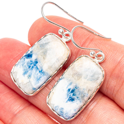 Blue Scheelite Earrings 1 1/2" (925 Sterling Silver) E1918
