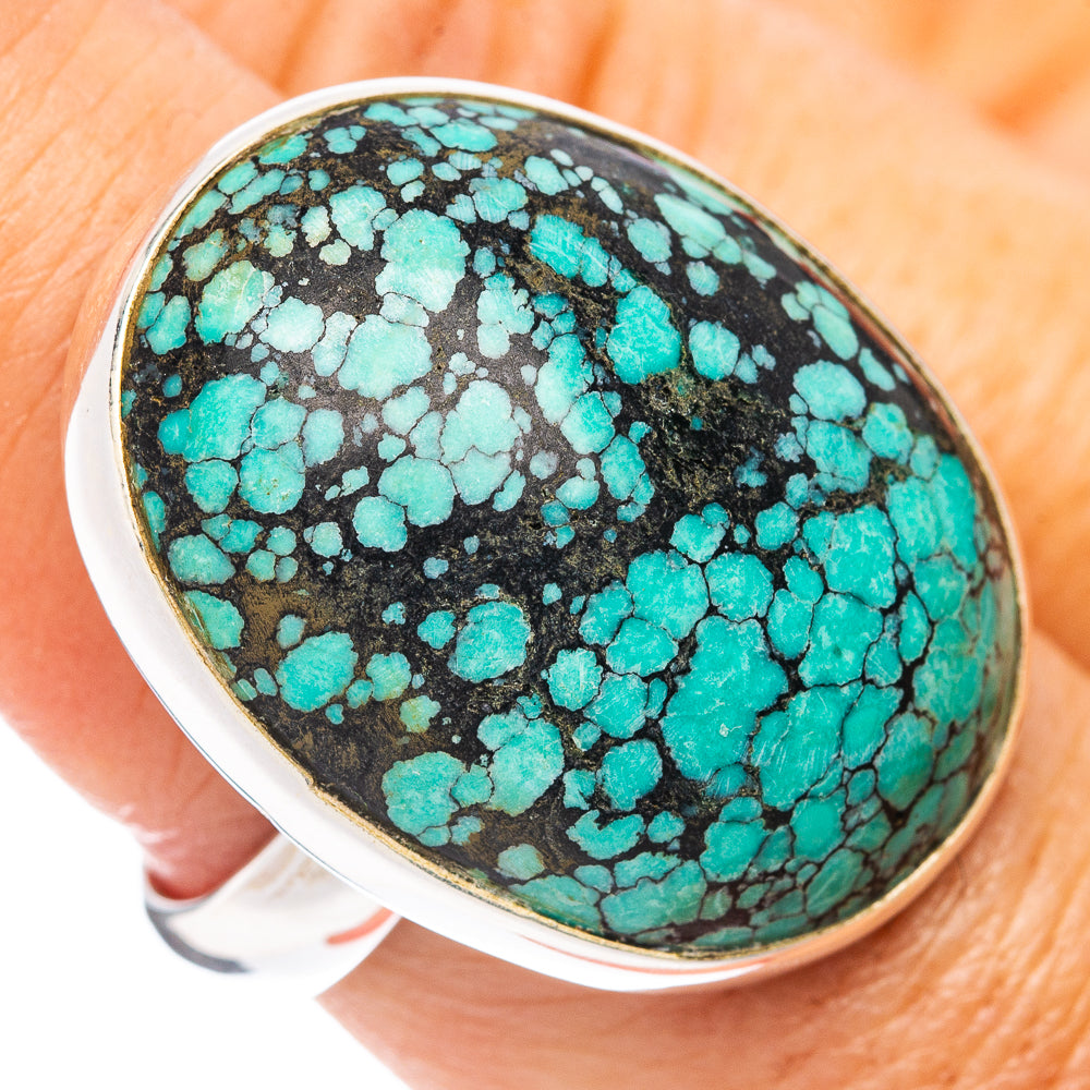 Premium Tibetan Turquoise Ring Size 8 Adjustable (.925 Sterling Silver)