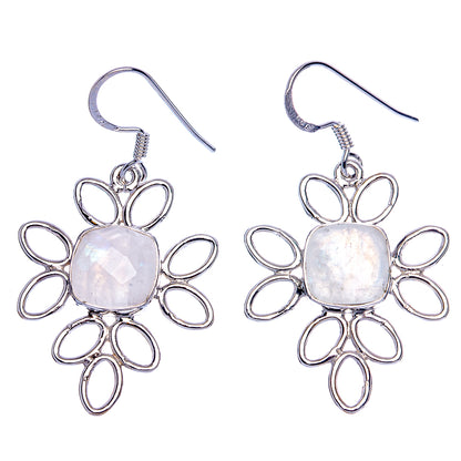Premium Rainbow Moonstone Earrings 1 3/4" (925 Sterling Silver) E1182