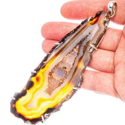 Gigantic Agate  Slice 4 5/8" Pendant (925 Sterling Silver) P40002