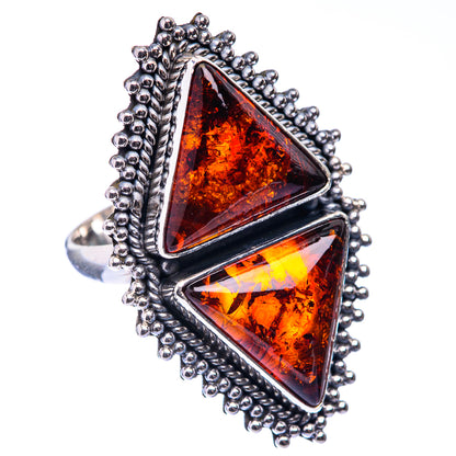 Large Baltic Amber Ring Size 7.5 (925 Sterling Silver) R141200