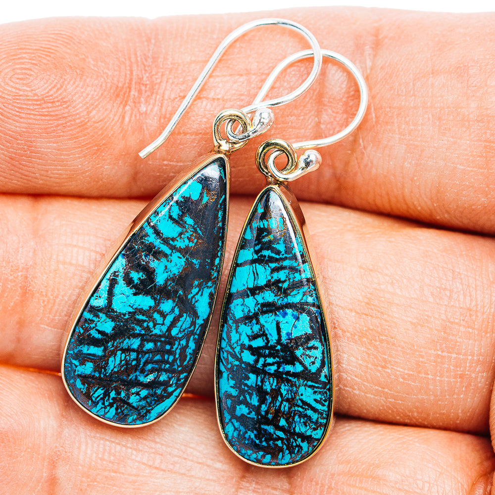 Shattuckite Earrings 1 5/8" (German Silver)