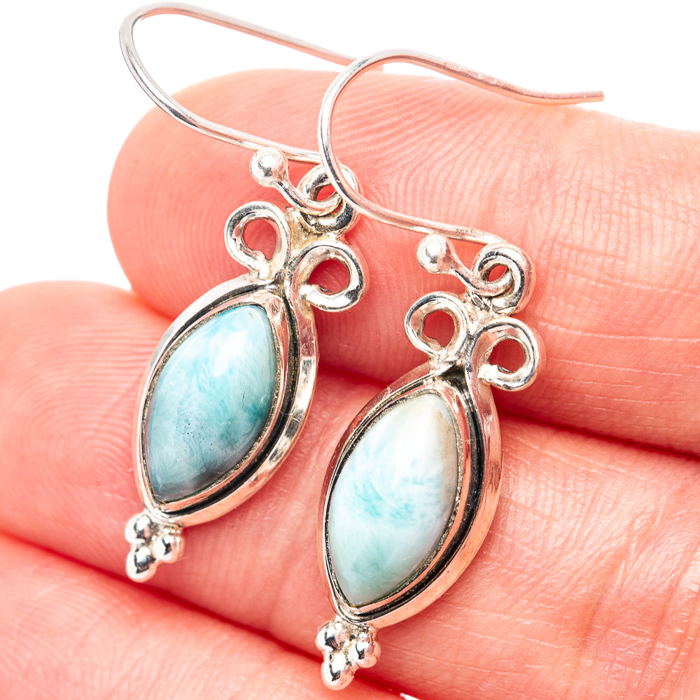 Rare Larimar Earrings 1 3/8" (.925 Sterling Silver)